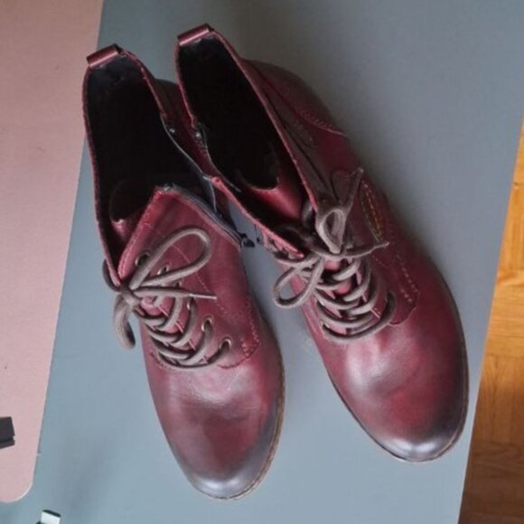 Remonte Leather Women's Ankle Boots, Burgundy, Size 39, Lace-Up & Zipper - Picture 6 of 6